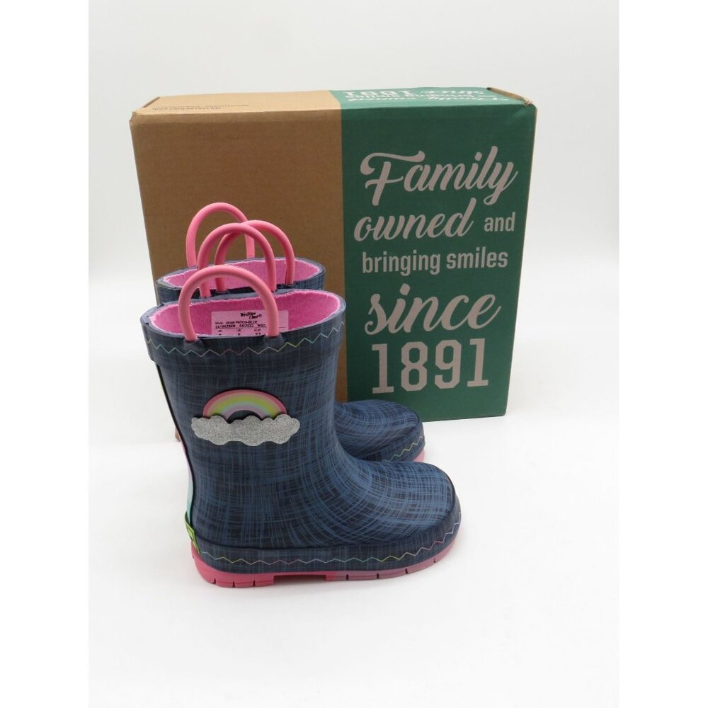 Western Chief Kids Waterproof Jean Patch Rain Boots Size 6 Blue NEW